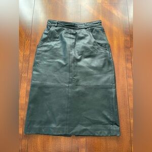 Echtes Leder Vtg 90s  Genuine Black Leather Pencil Skirt Women Size 38 EU /6 US